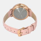 Fashion Women Quartz Pink Dial Analog Leather Watch TWEL14707