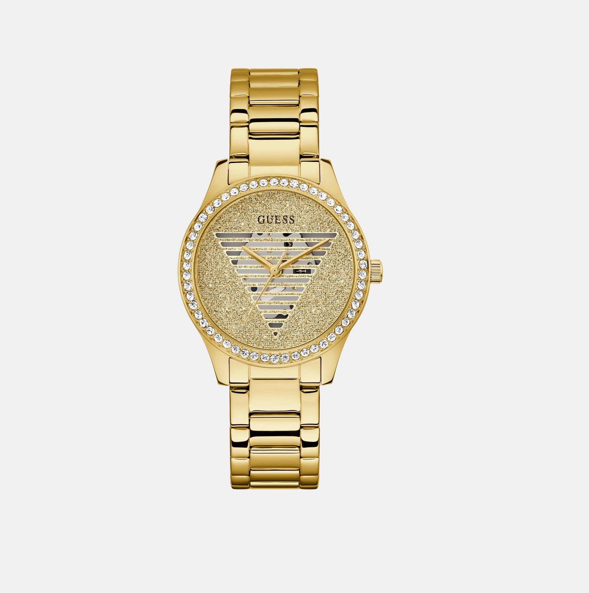 Guess Round Champagne Analog watch