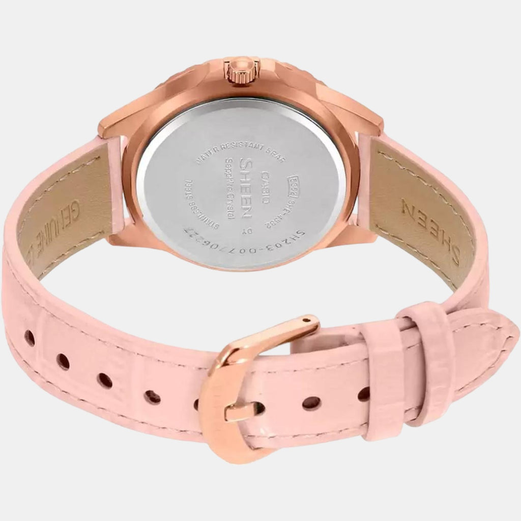 Sheen Women Quartz Gold Dial Analog Leather Watch SH203