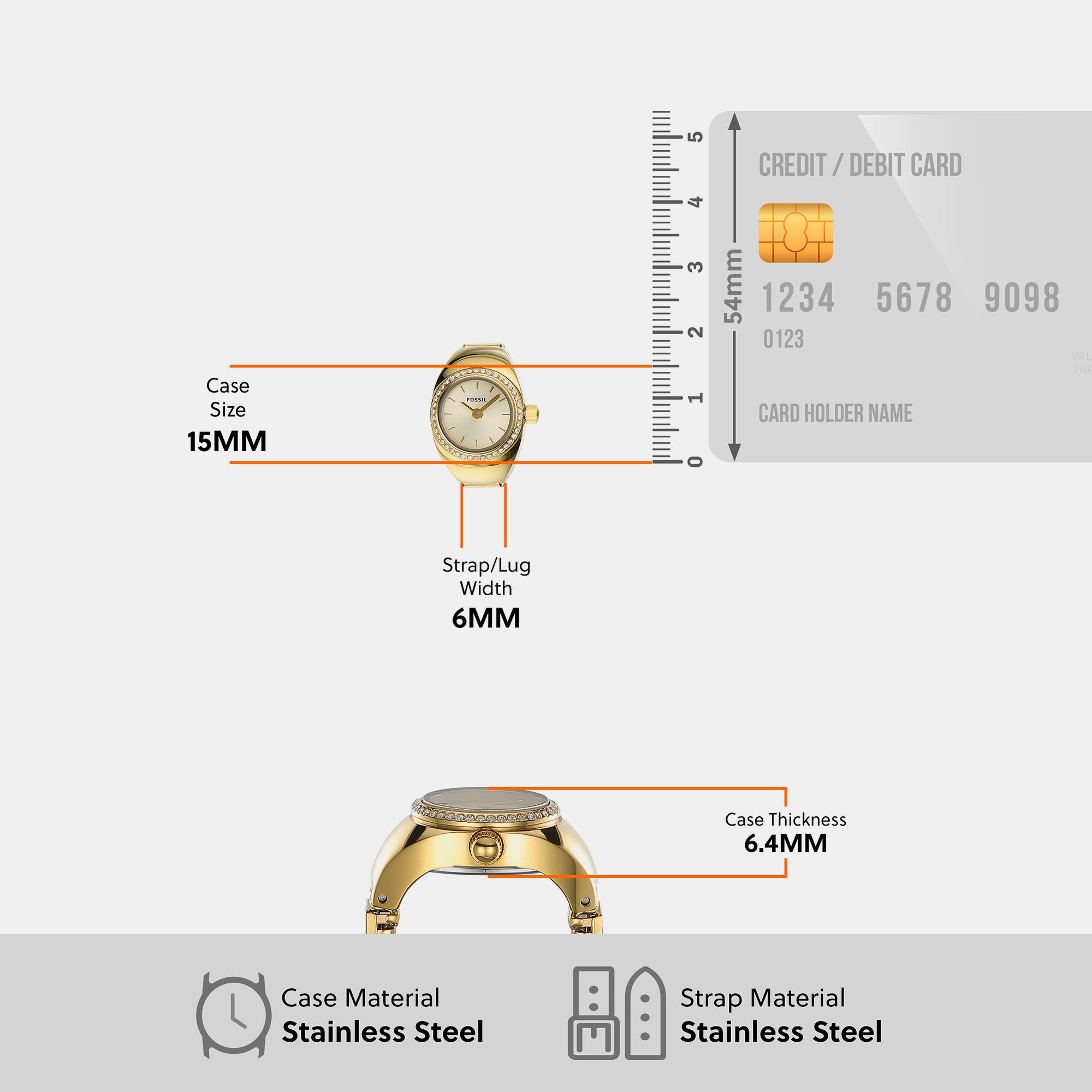 Fossil 30 mm Gold Quartz watch