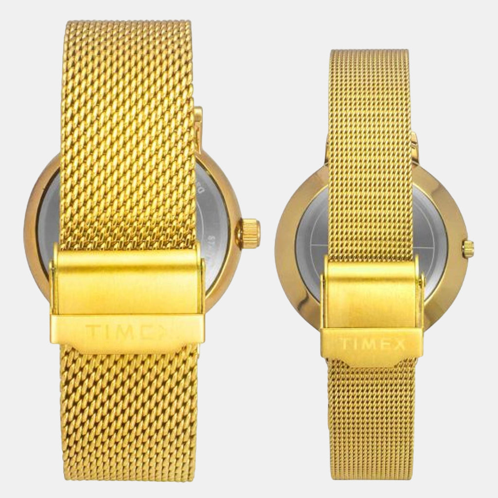 Fashion Couple Quartz Silver Dial Analog Stainless Steel Watch TW00PR292