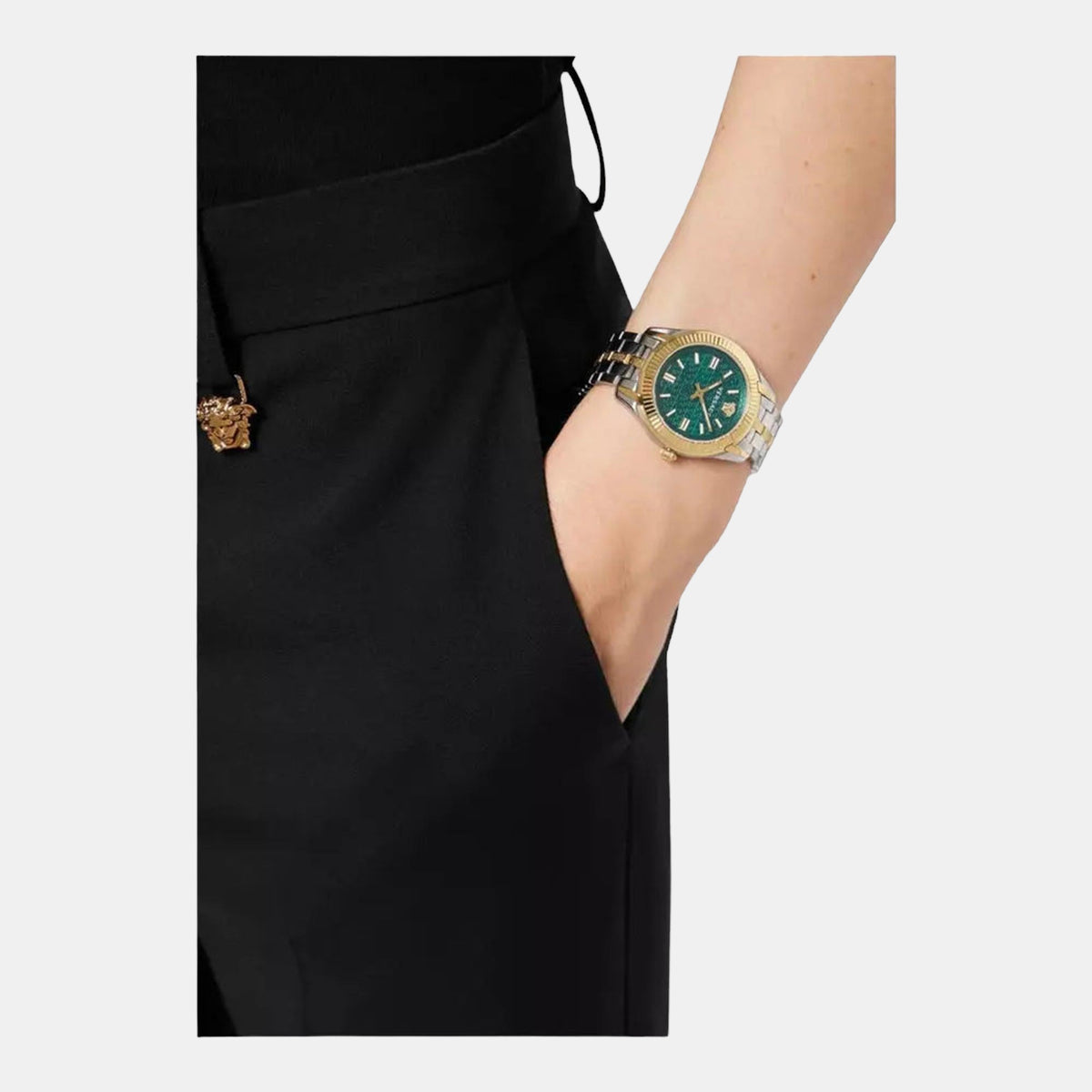 Greca Women Quartz Green Dial Analog Stainless Steel Watch VE6C00423