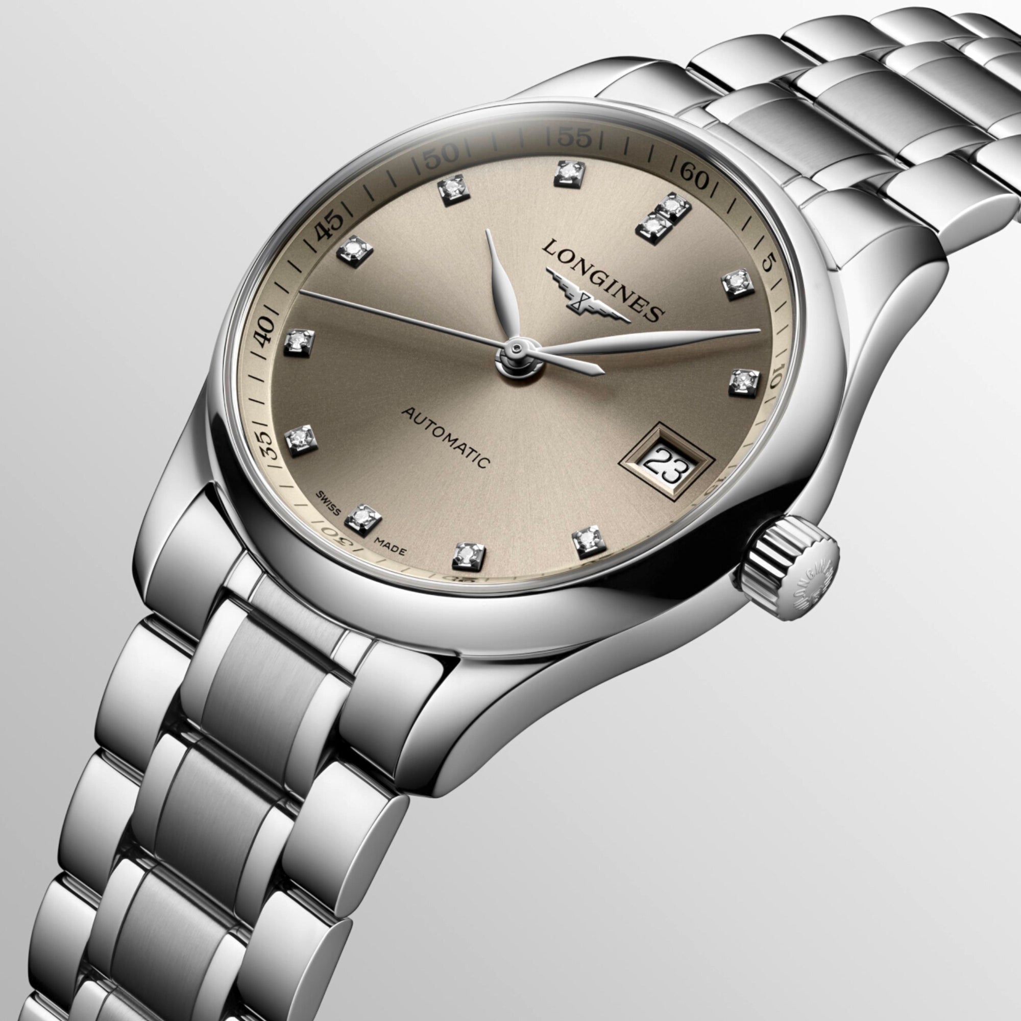 Women Automatic Beige Dial Analog Stainless Steel Watch L23574076