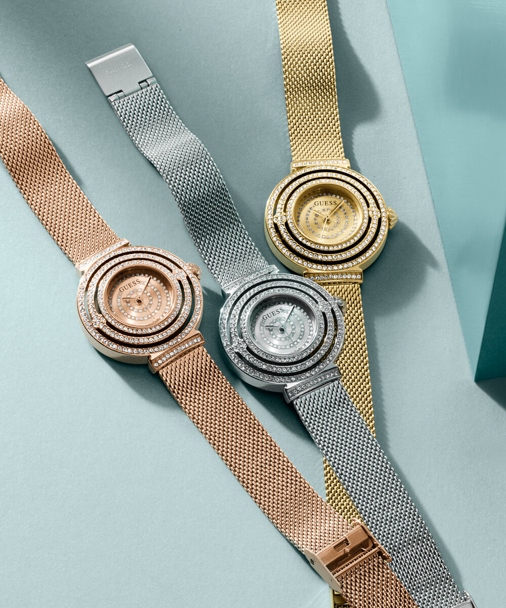 Dream Women Quartz Rose Gold Dial Analog Mesh Watch GW0550L3