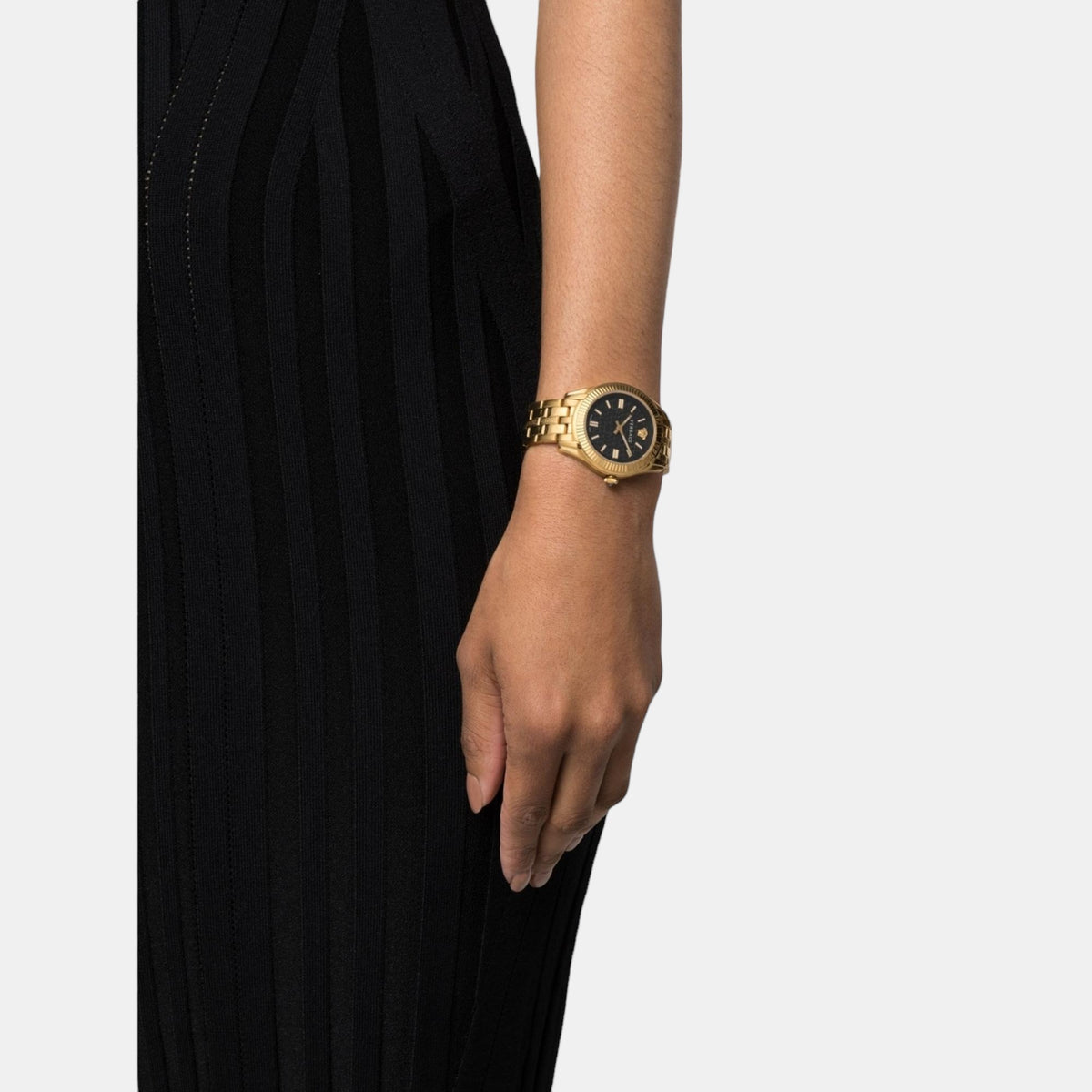 Greca Women Quartz Black Dial Analog Stainless Steel Watch VE6C00623