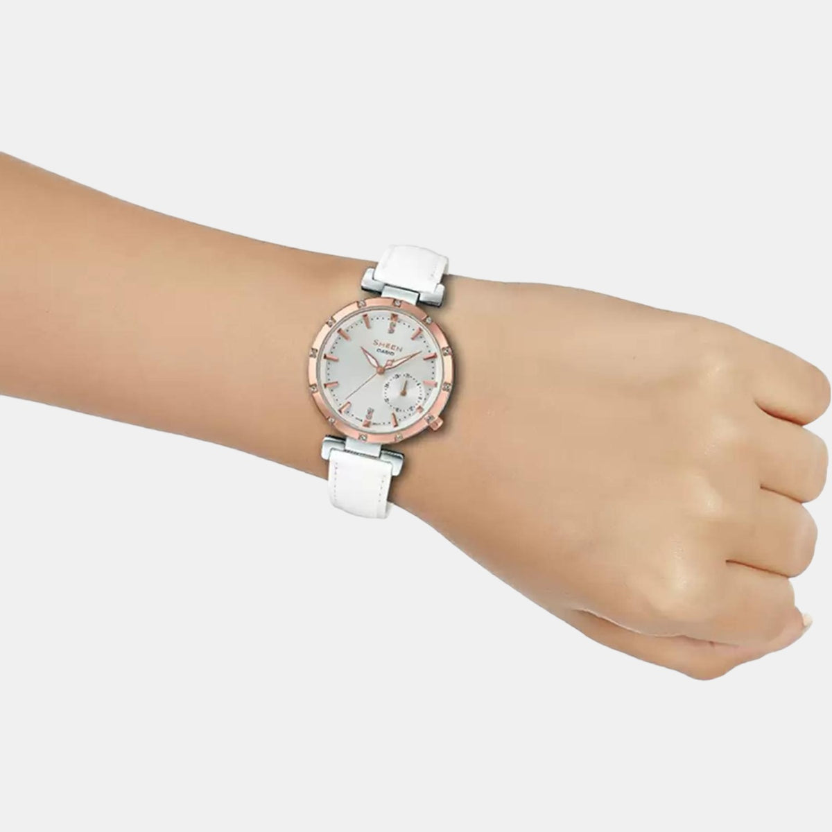 Sheen Women Quartz White Dial Chronograph Leather Watch SX226