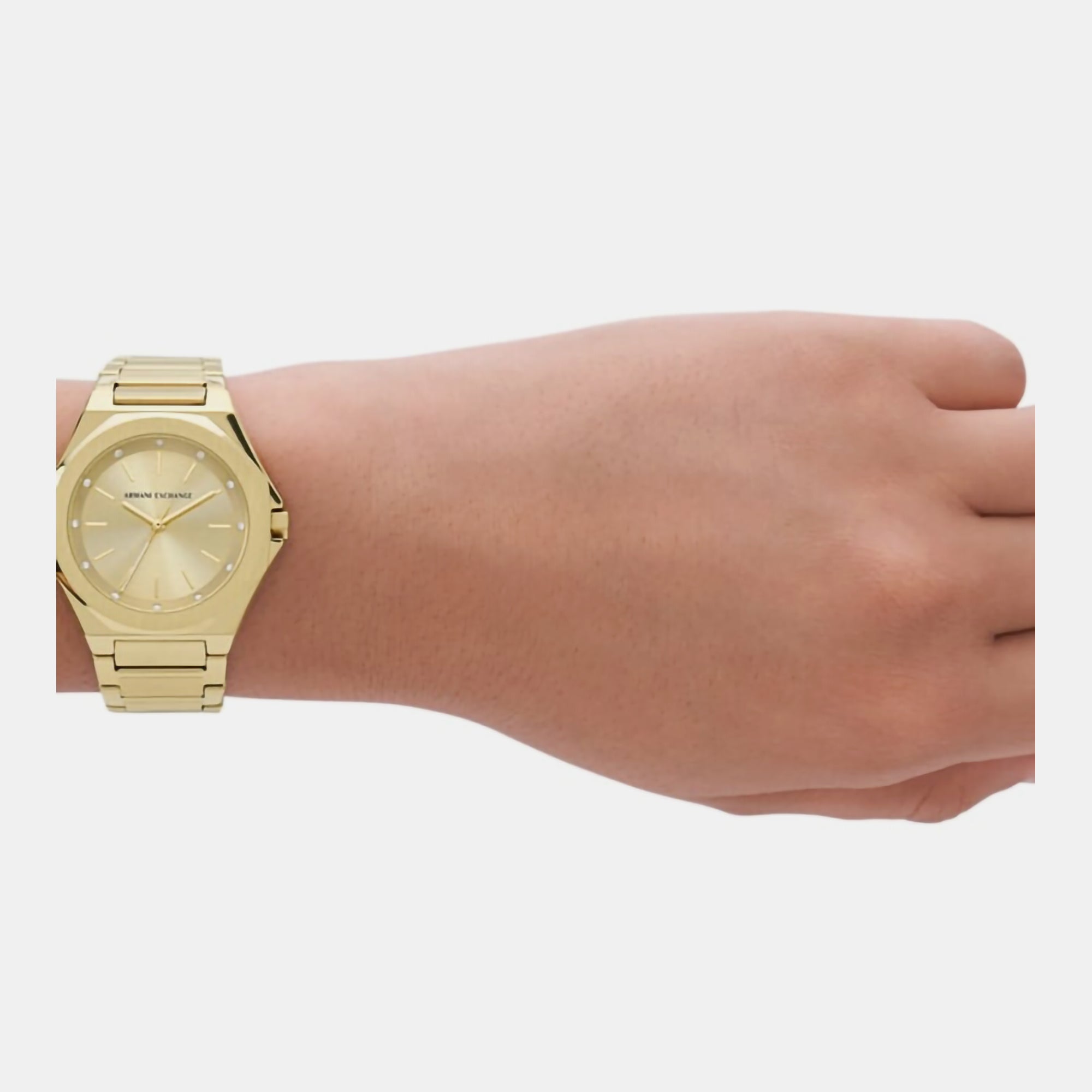 Armani Exchange Women Round Gold watch