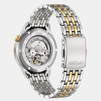 Mechanical Open Heart Men Automatic White Dial Analog Stainless Steel Watch NH9136-88A