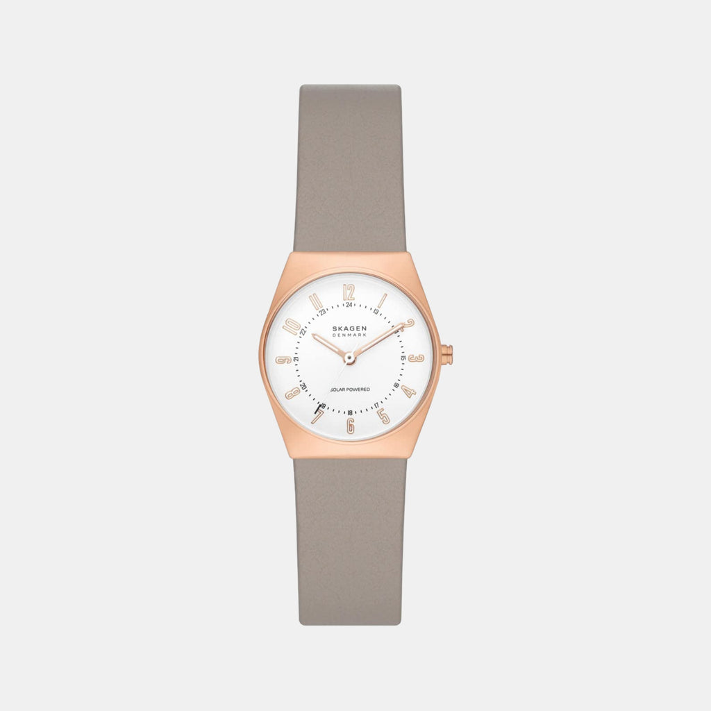 Female Analog Leather Solar Watch SKW3079