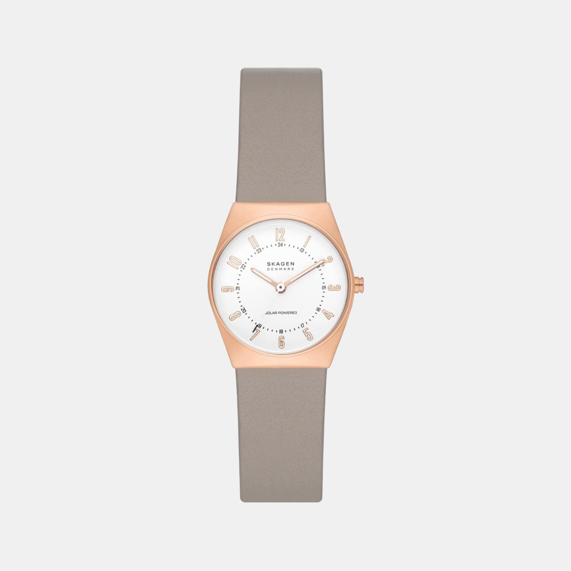 Female Analog Leather Solar Watch SKW3079