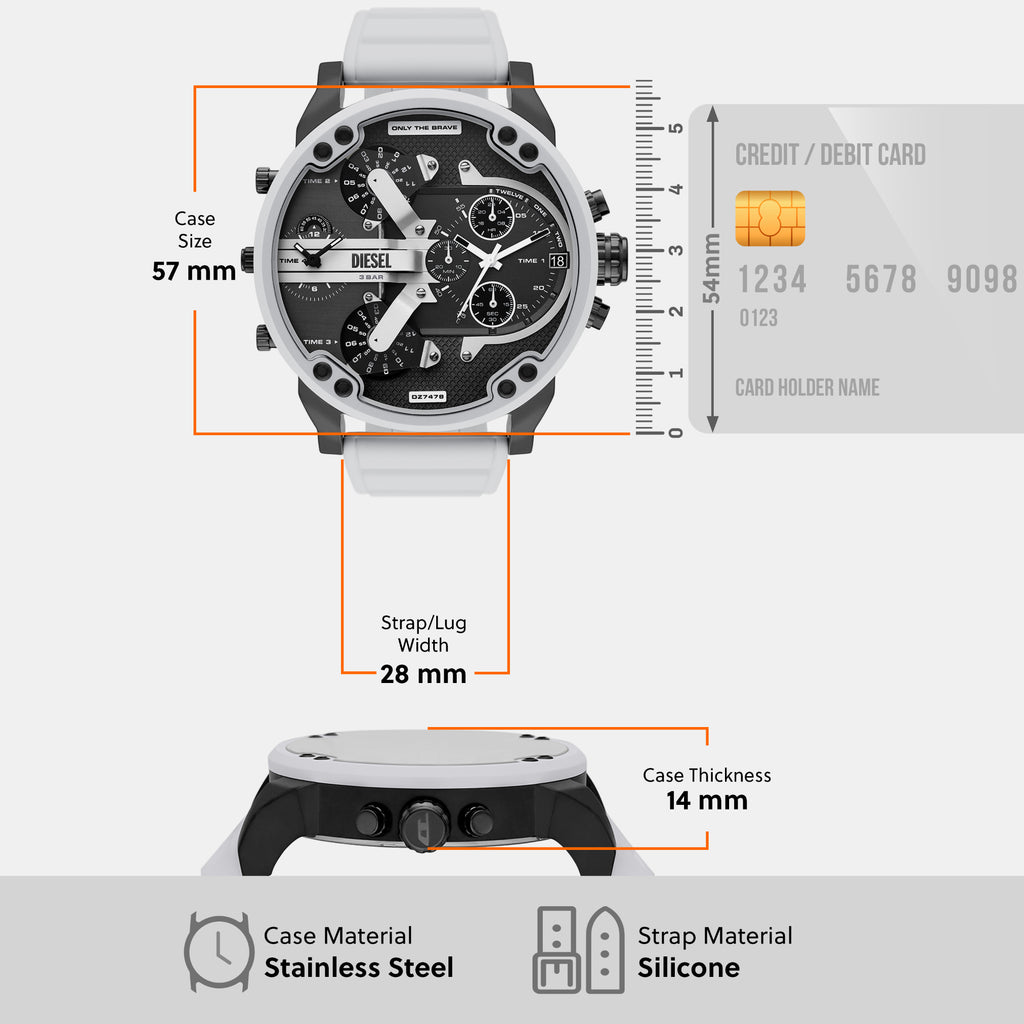 Diesel 57 mm White Quartz watch