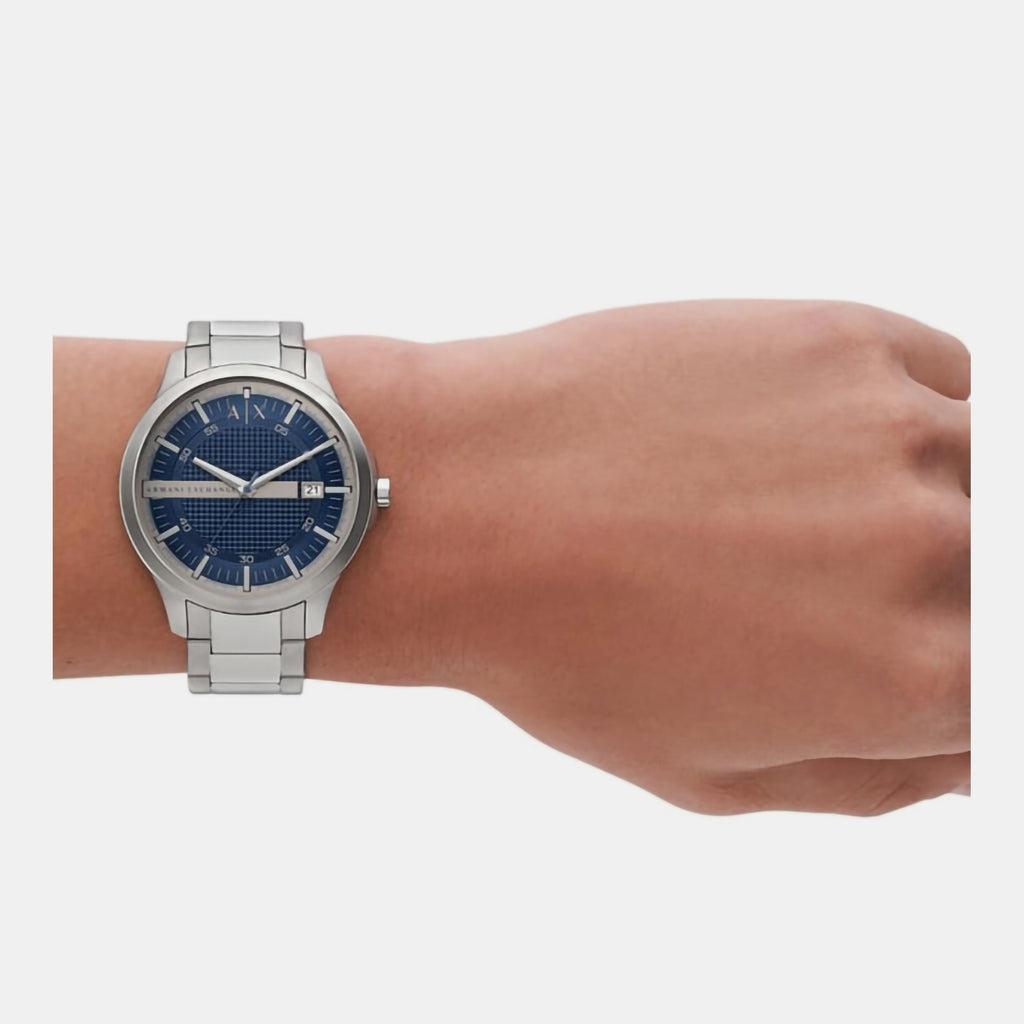 Hampton Men Quartz Blue Dial Analog Stainless Steel Watch AX2451