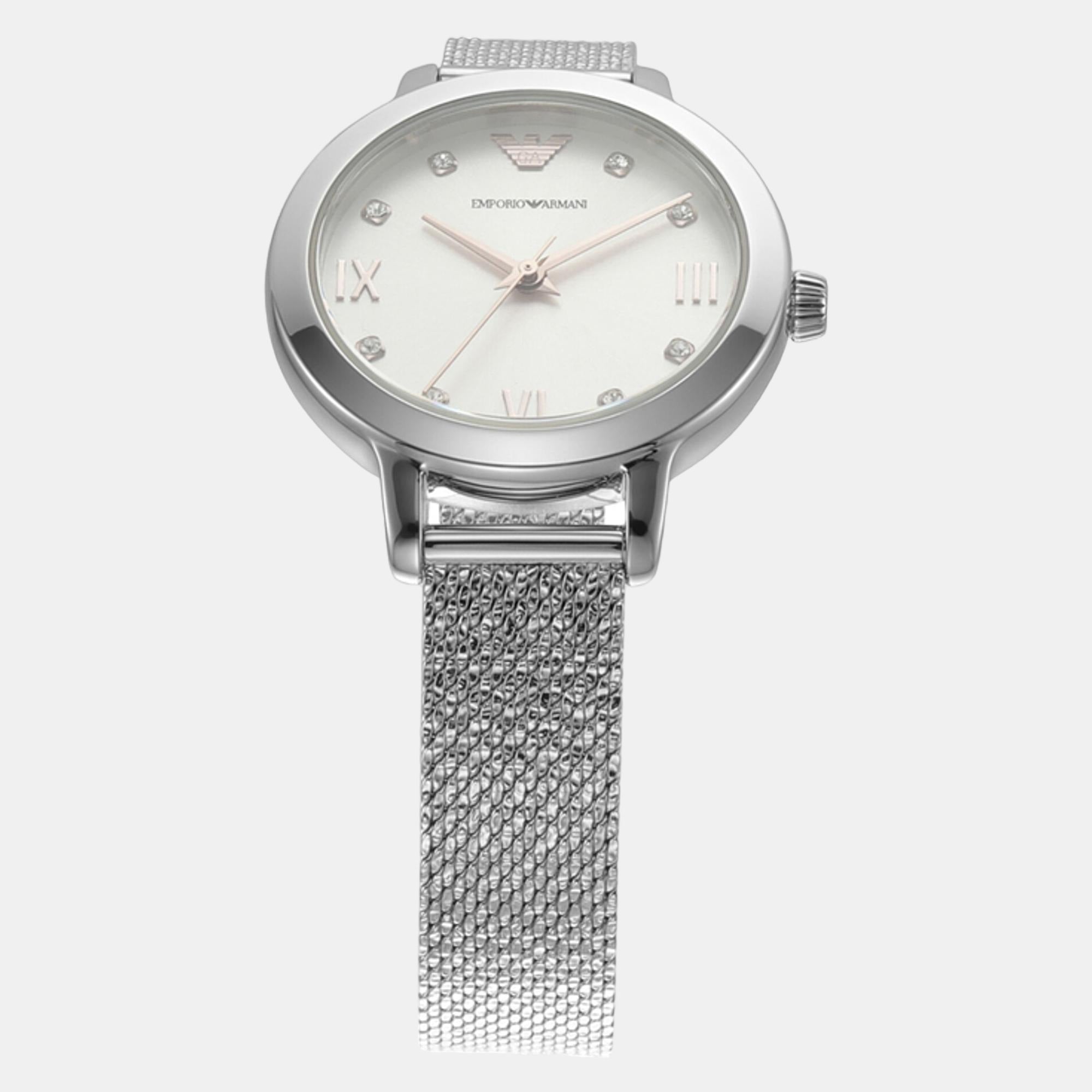 Helios (Cleo) Women Quartz White Dial Analog Stainless Steel Watch AR80065SET