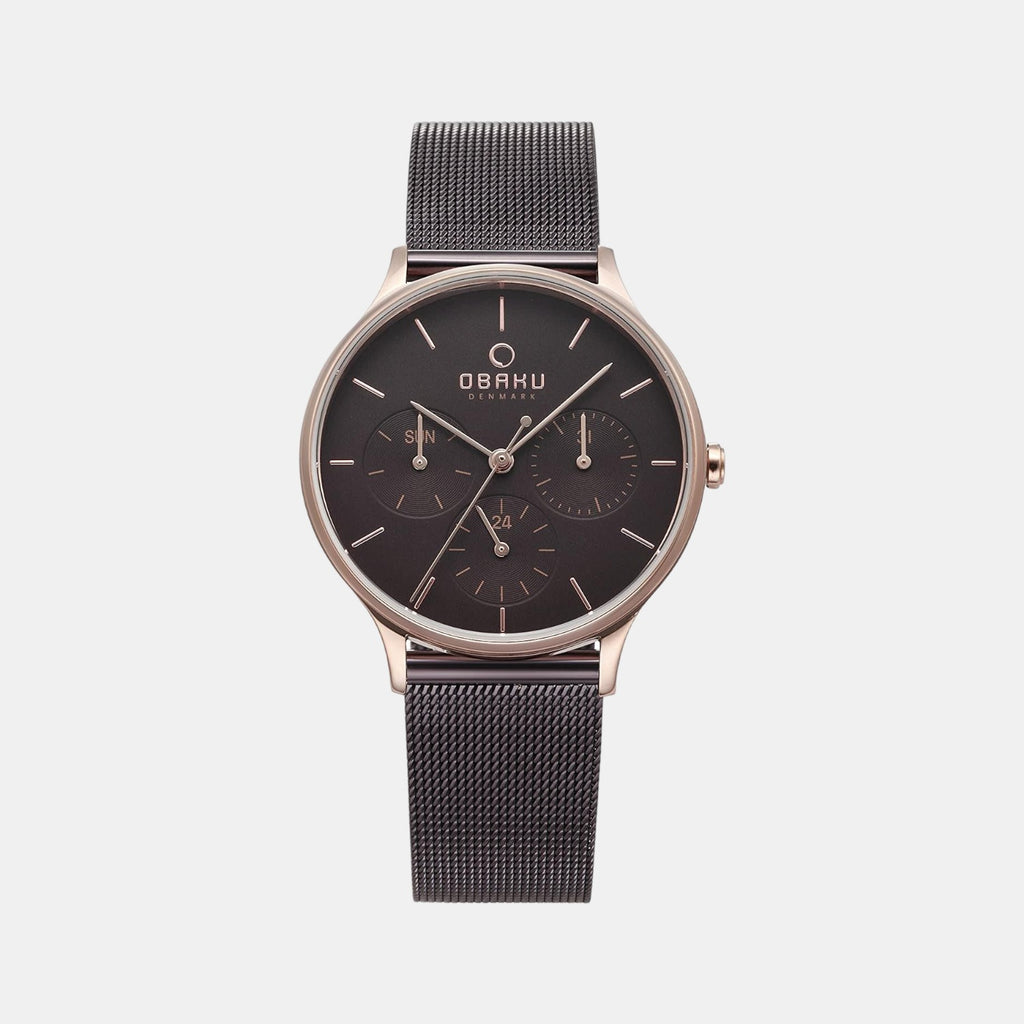 Obaku Round Brown Analog watch