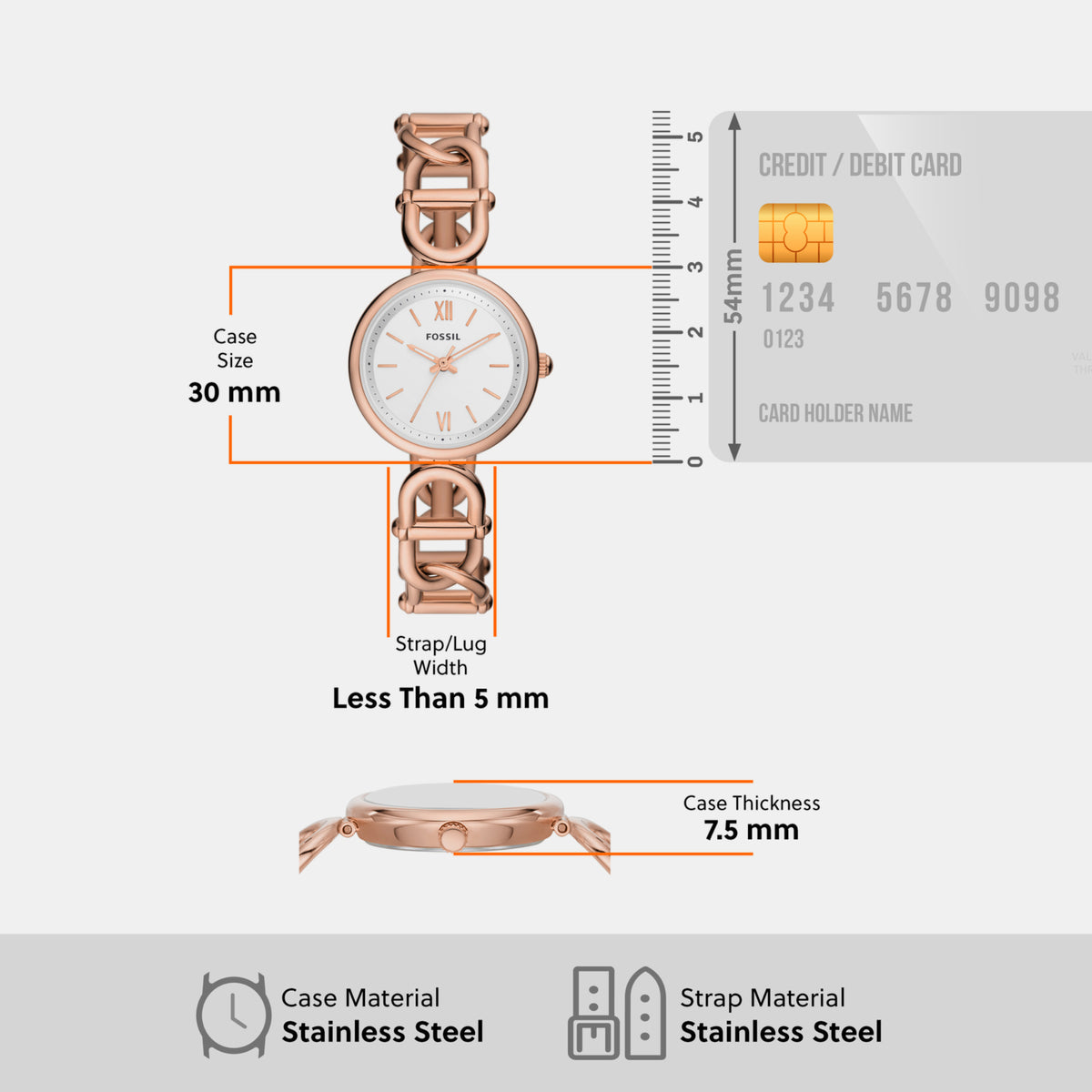 Fossil Stainless Steel Round watch