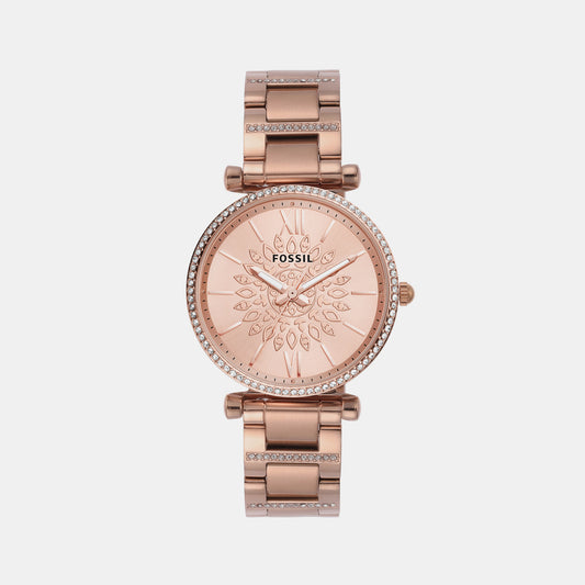 Female Rose Gold Analog Stainless Steel Watch ES5317