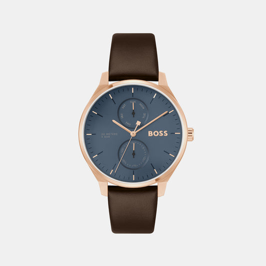 Tyler Male Blue Chronograph Leather Watch 1514103