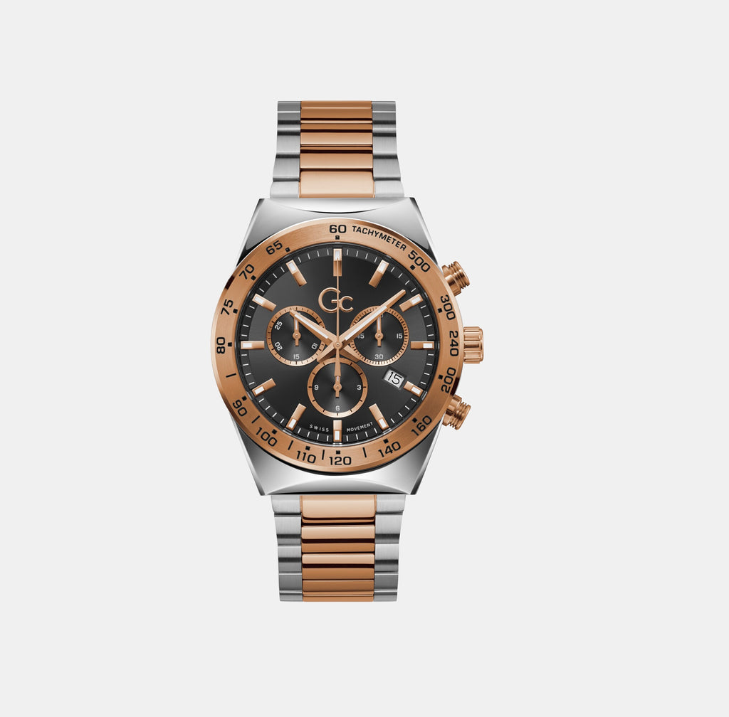 GC Round Black Chronograph watch