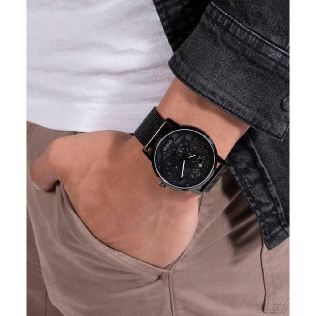 Gadget Men Quartz Black Dial Analog Stainless Steel Watch GW0538G3