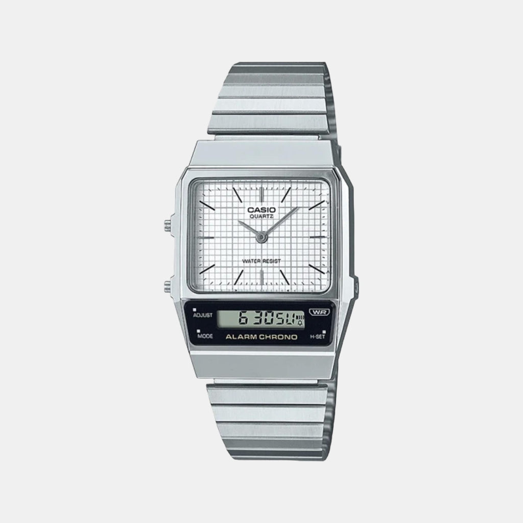 Casio Rectangular White Analog-Digital watch