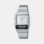 Casio Rectangular White Analog-Digital watch