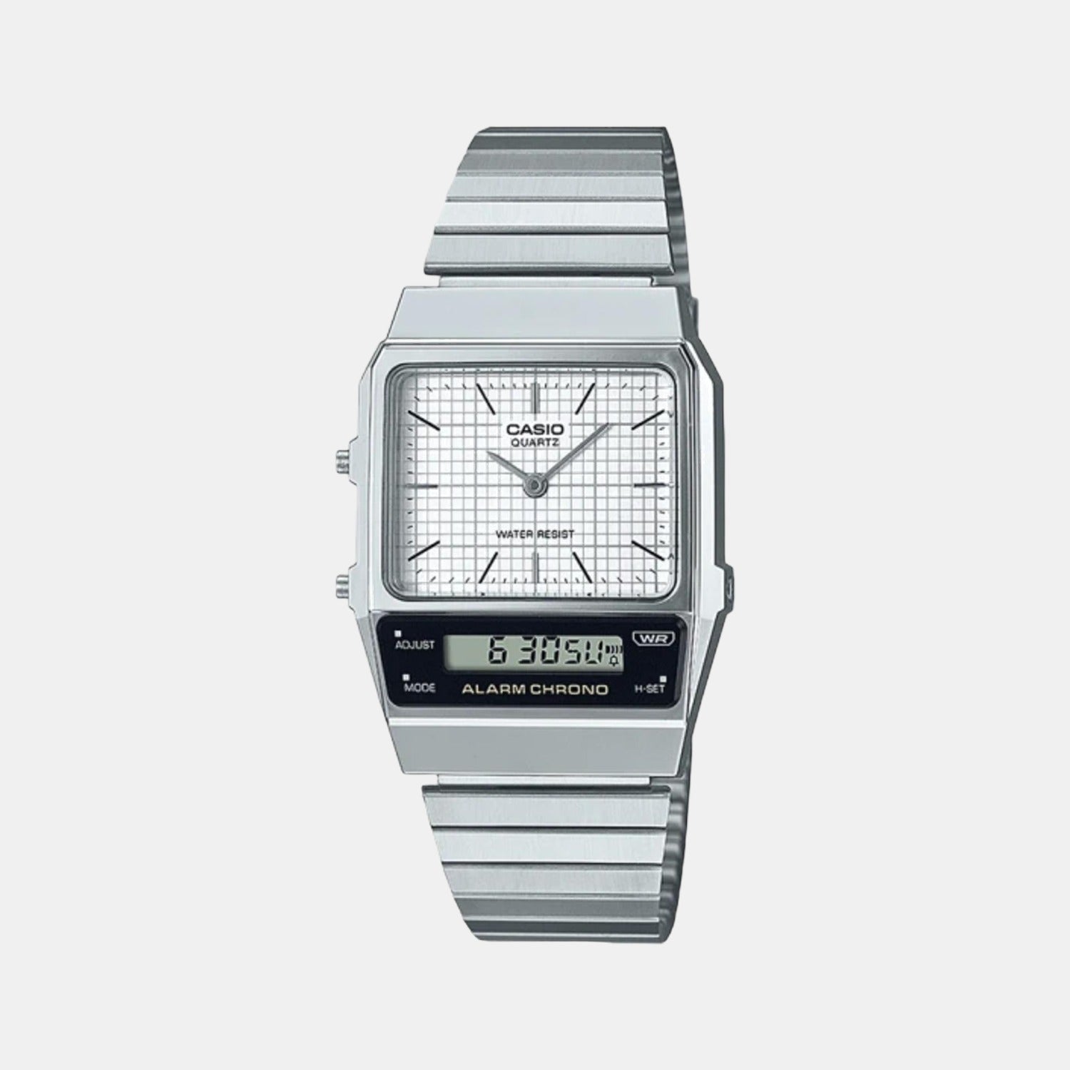 Casio Rectangular White Analog-Digital watch