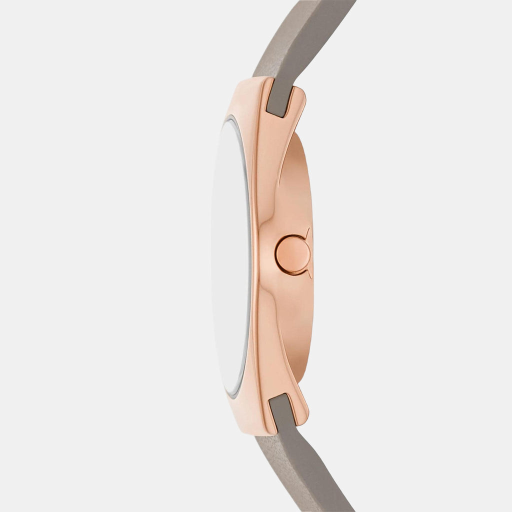 Women Solar White Dial Analog Leather Watch SKW3079