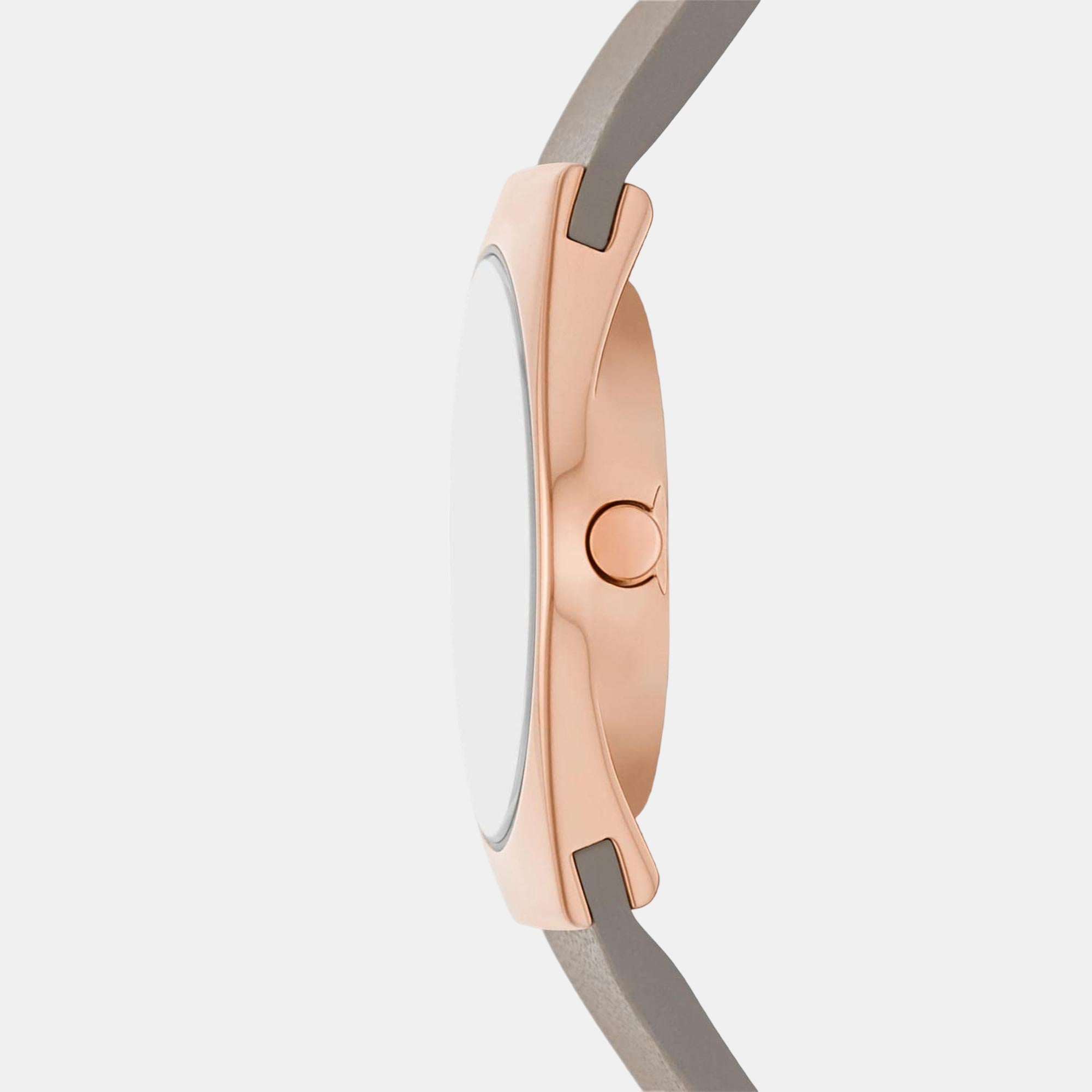 Women Solar White Dial Analog Leather Watch SKW3079