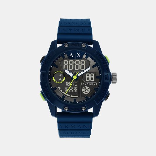 Male Black Analog-Digital Silicone Watch AX2962