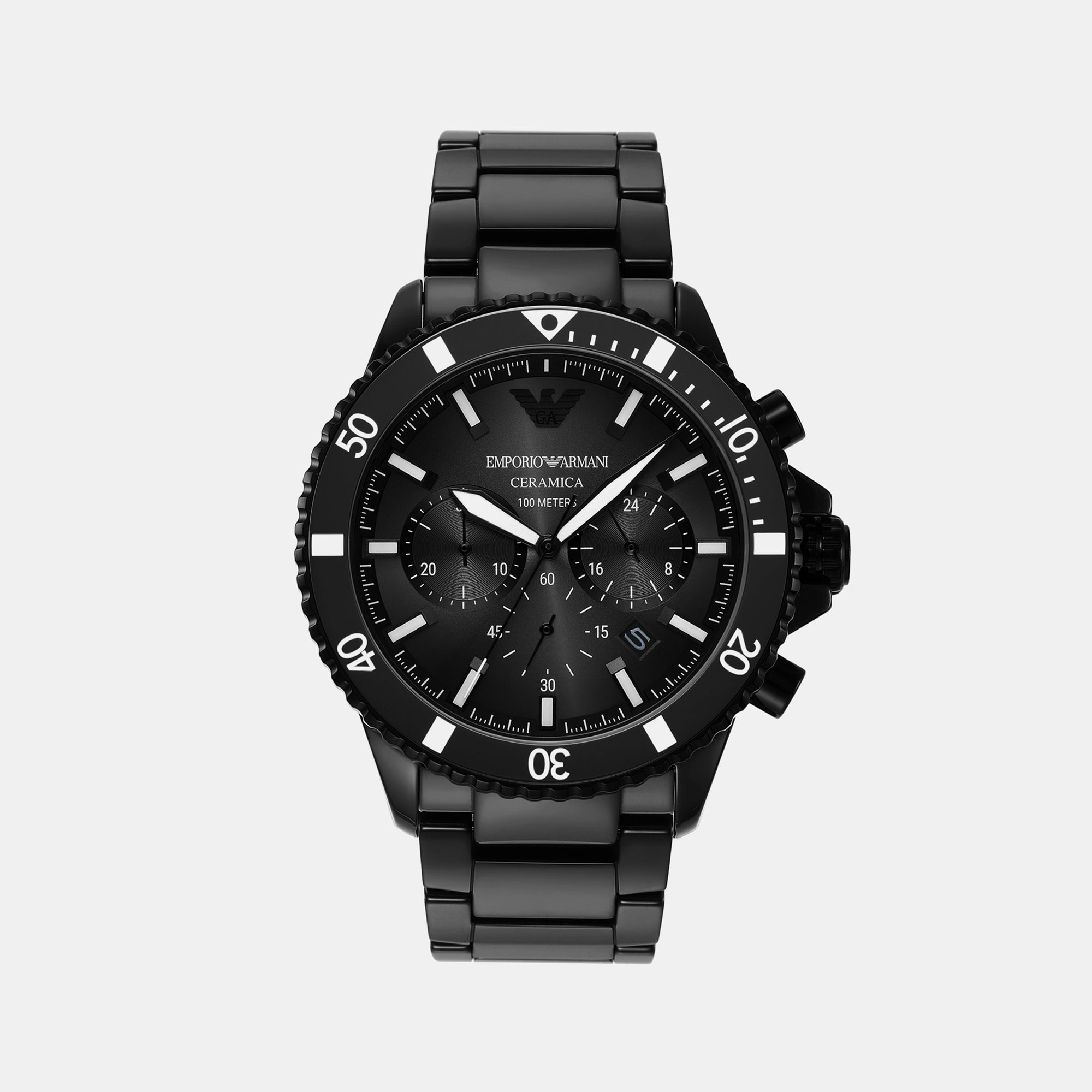 Male Black Chronograph Stainless Steel Watch AR70010 Just In Time