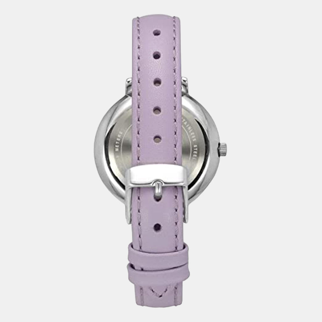 Fashion Women Quartz Purple Dial Analog Leather Watch TWEL14706