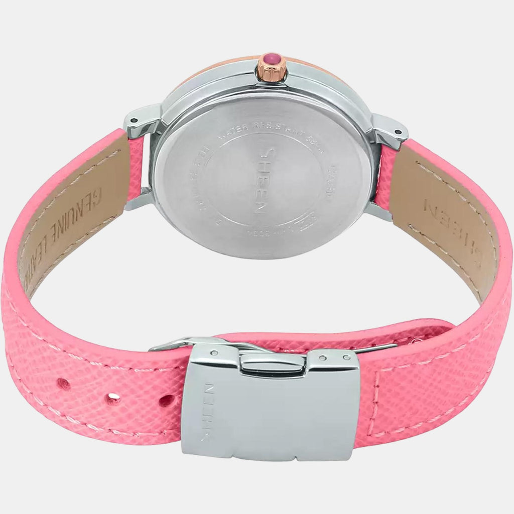 Sheen Women Quartz Silver Dial Chronograph Leather Watch SX195