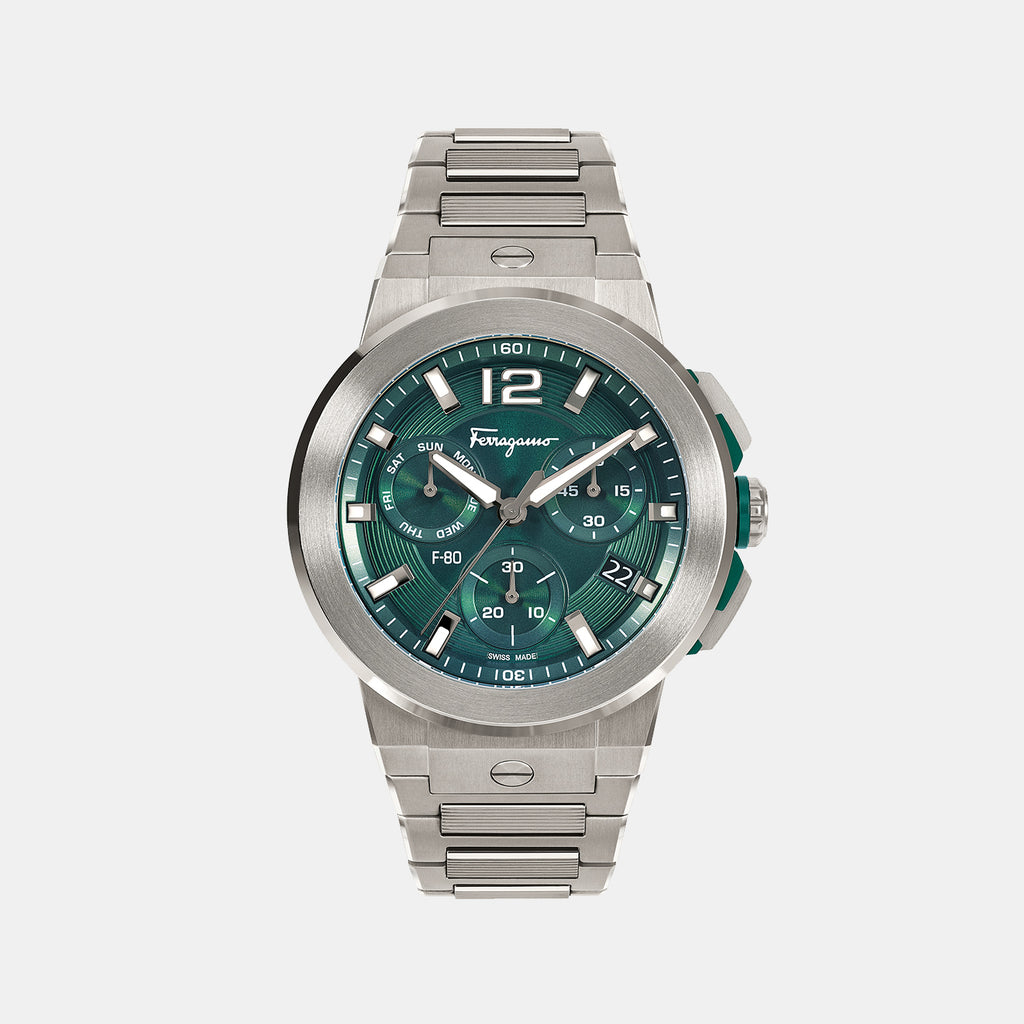 Ferragamo Round Green Chronograph watch