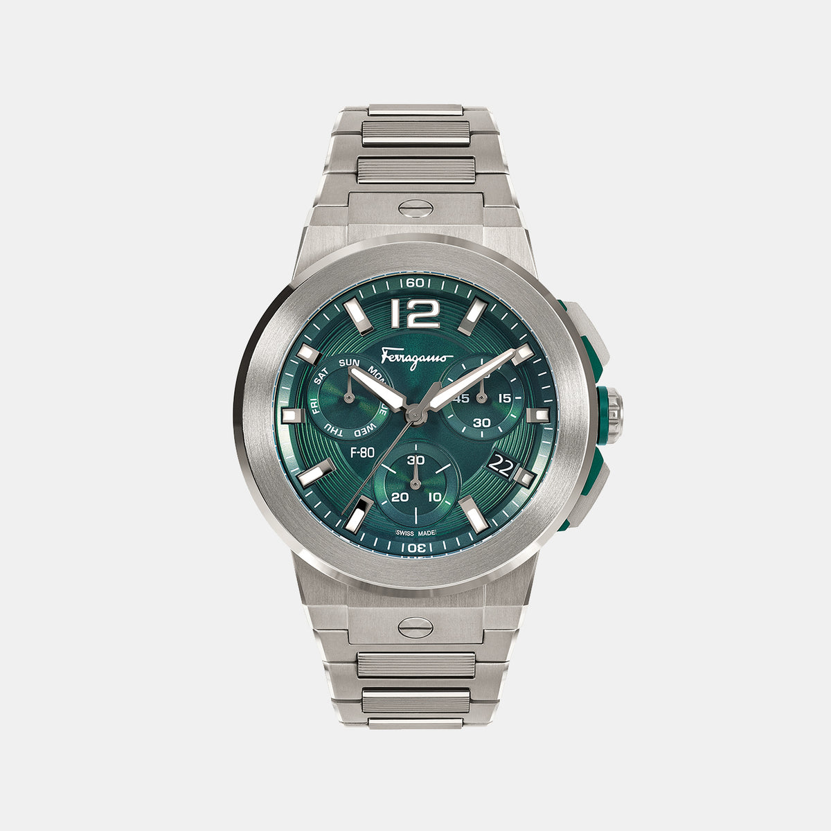 Ferragamo Round Green Chronograph watch