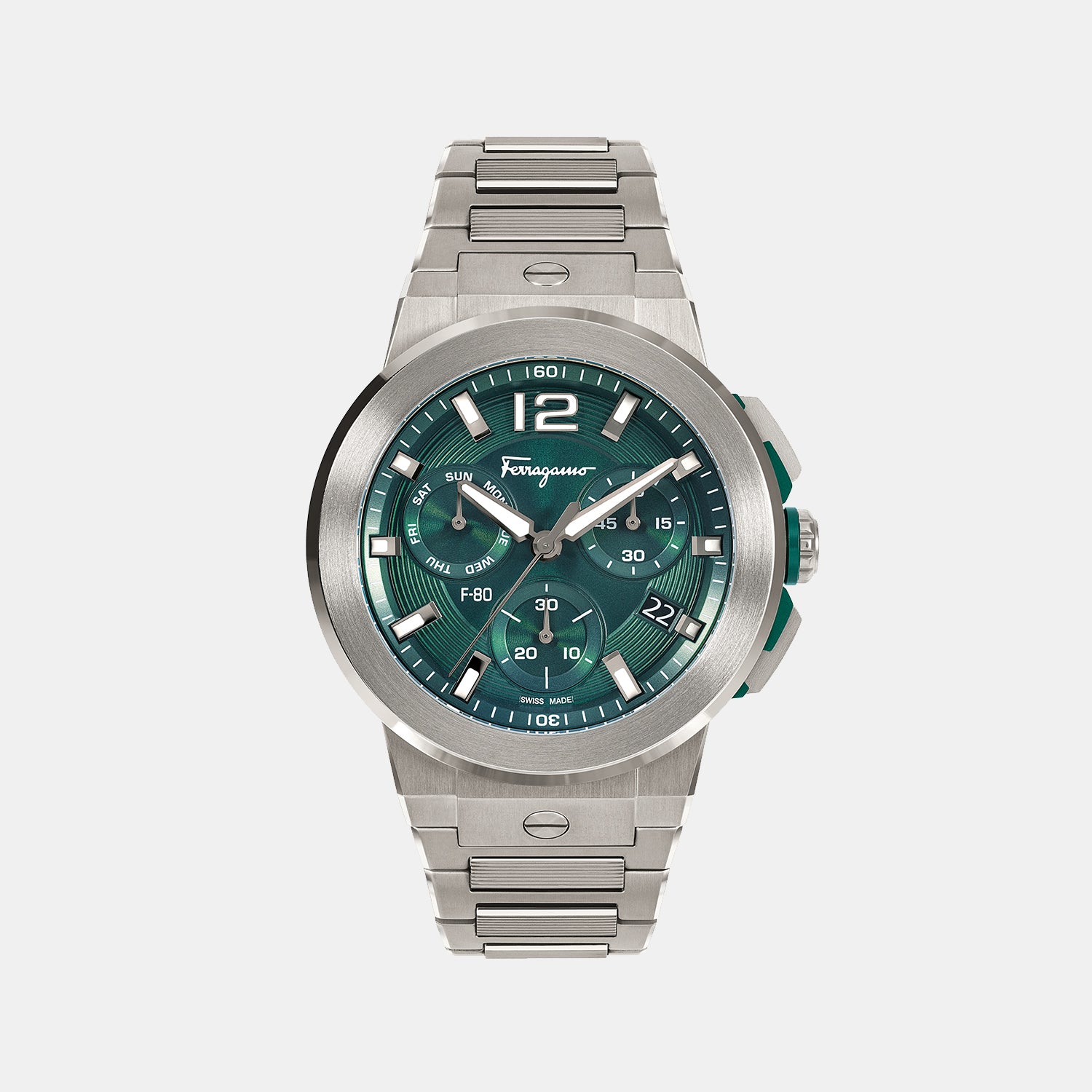 Ferragamo Round Green Chronograph watch