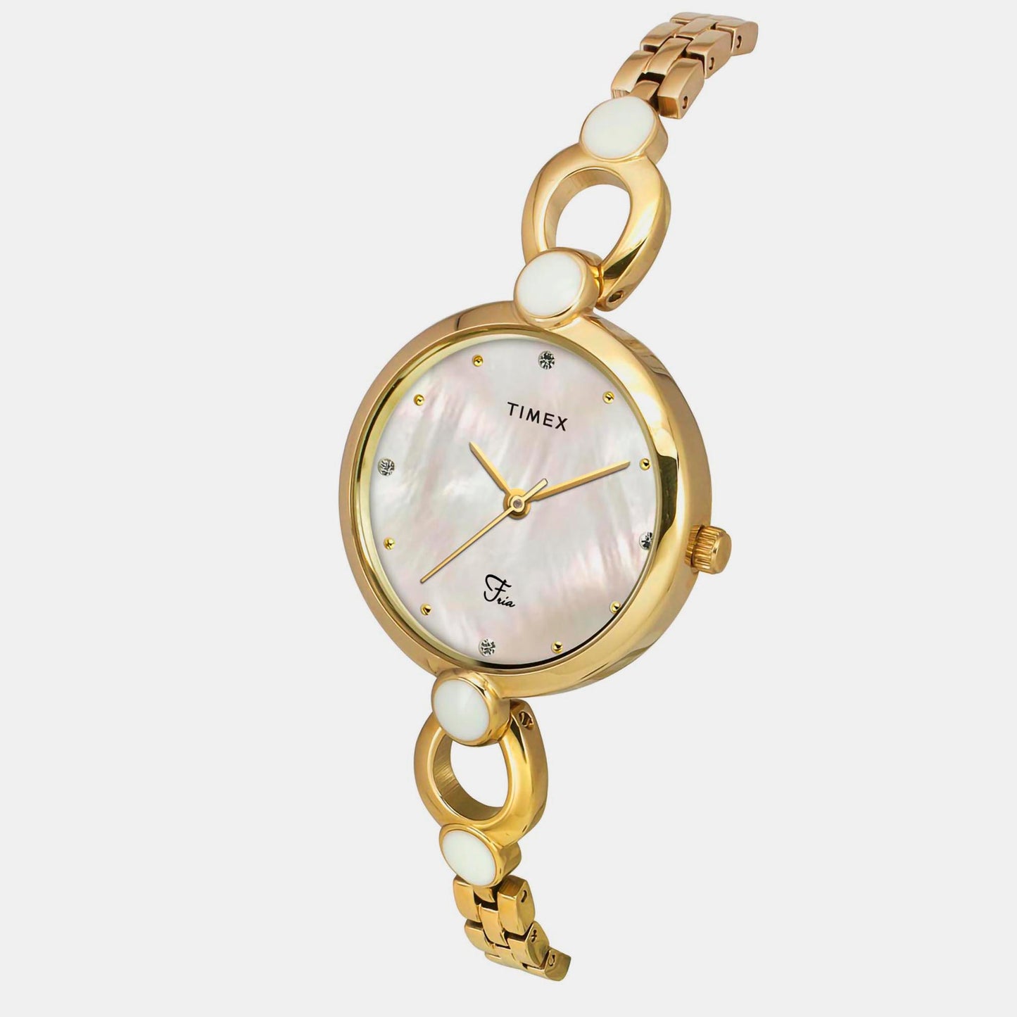 Fria Women's Mother Of Pearl Analog Brass Watch TWEL18101