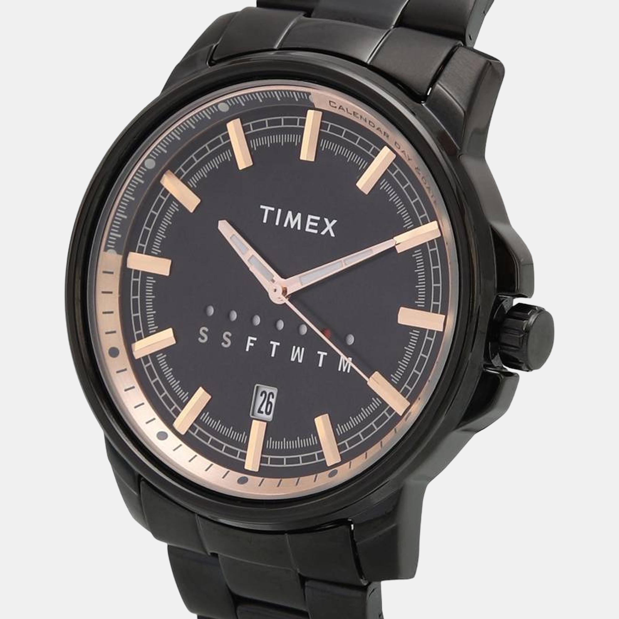 E Class Men Quartz Black Dial Analog Stainless Steel Watch TWEG17208