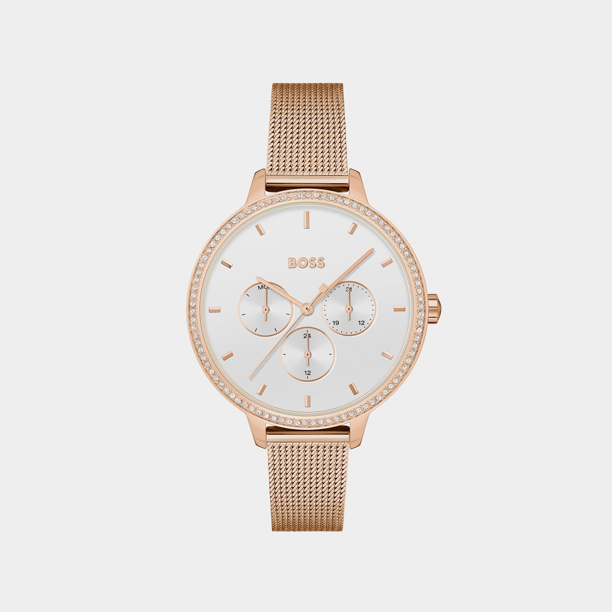 Hugo boss rose gold watch womens hotsell