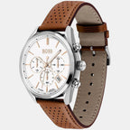 Champion Men Quartz White Dial Chronograph Leather Watch 1513879