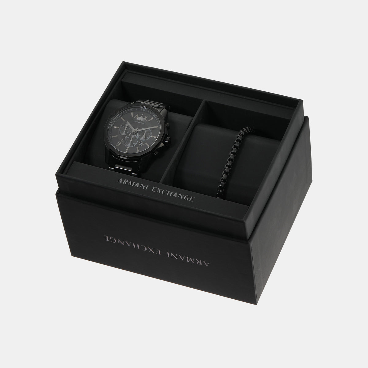 Banks Men Quartz Black Dial Chronograph Stainless Steel Watch AX7153SET