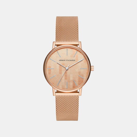 Female Rose Gold Analog Stainless Steel Watch AX5584
