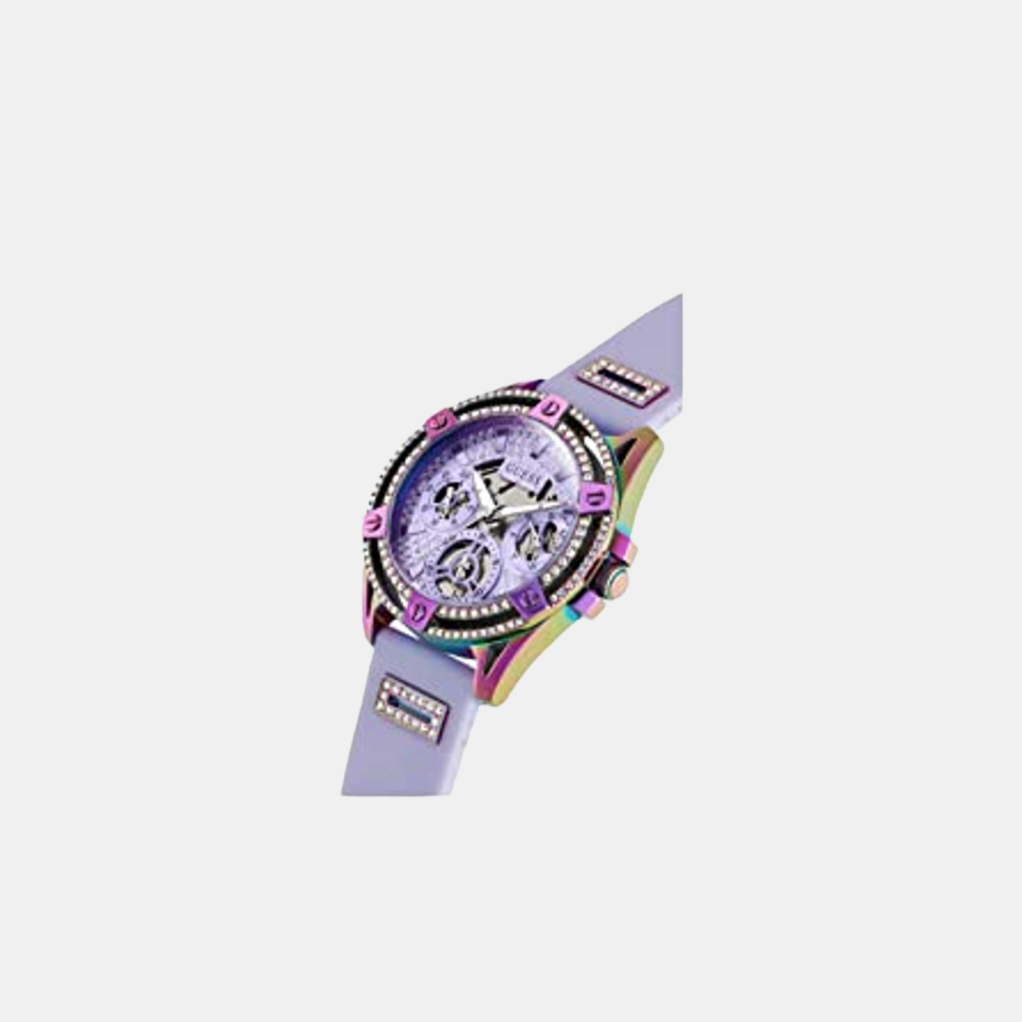 Women Quartz Purple Dial Chronograph Silicone Watch GW0536L4