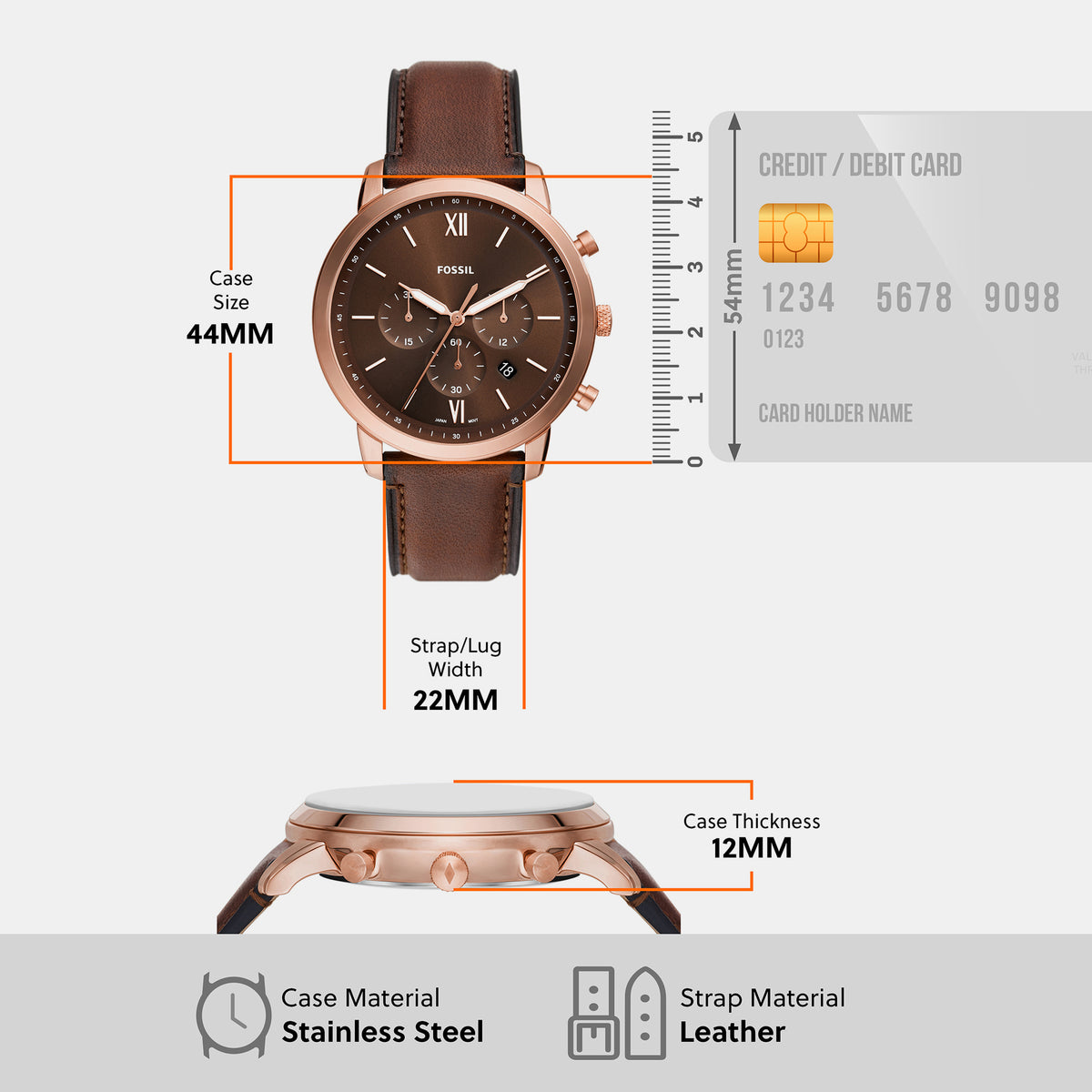 Fossil 30 mm Brown Quartz watch