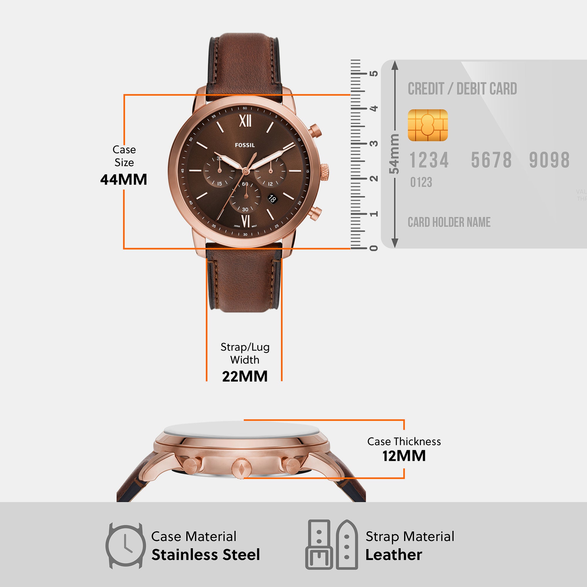 Fossil 30 mm Brown Quartz watch