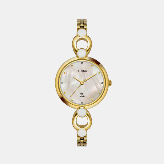 Fria Female Mother Of Pearl Analog Brass Watch TWEL18101