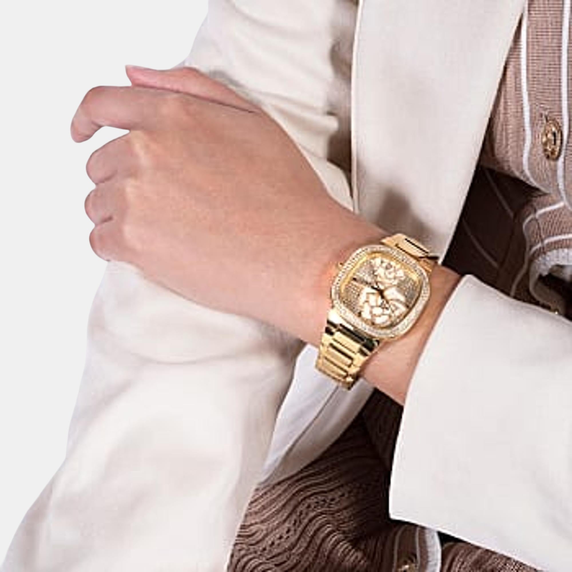 Guess Trend Women Quartz Gold Dial Analog Stainless Steel Watch GW0544L2