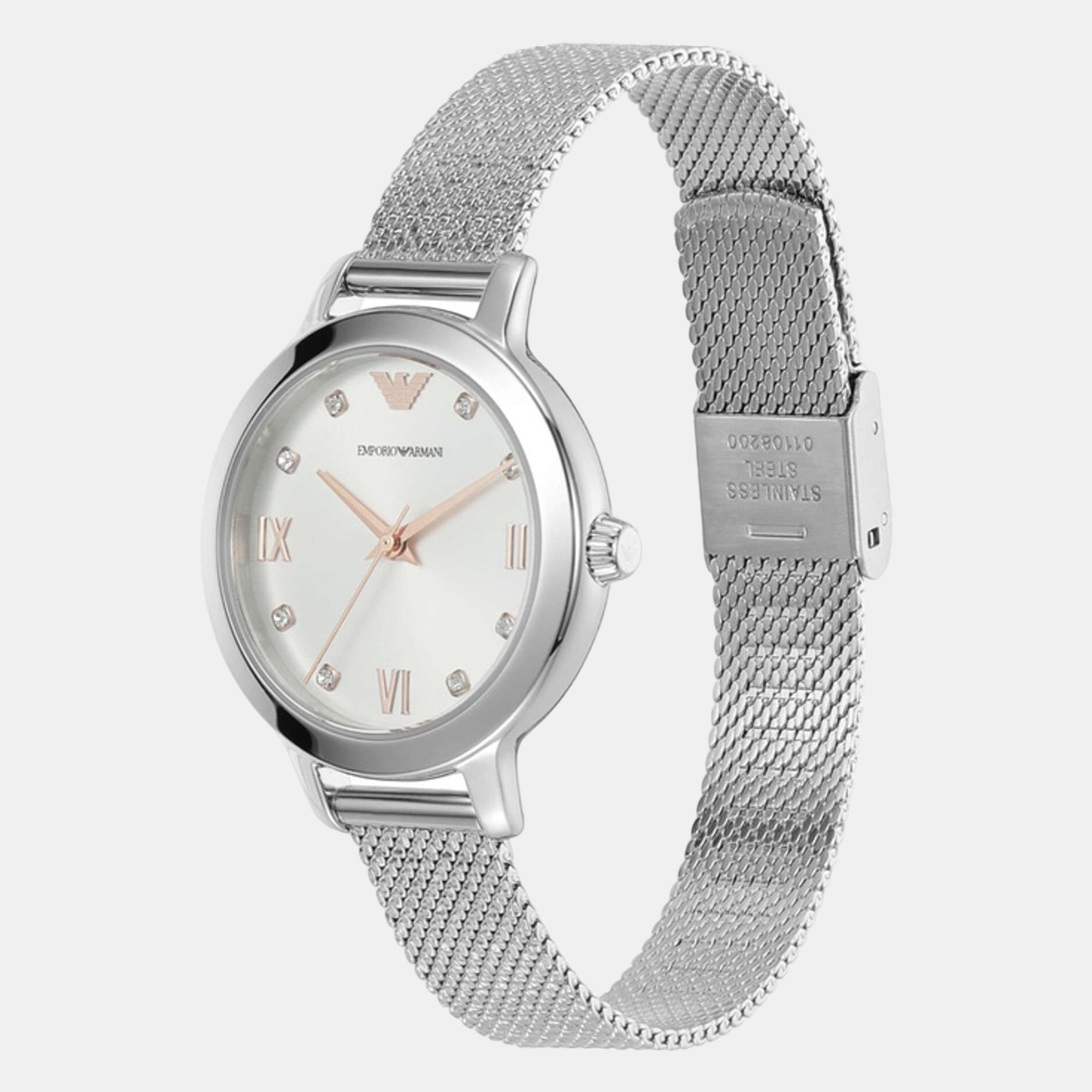 Helios (Cleo) Women Quartz White Dial Analog Stainless Steel Watch AR80065SET