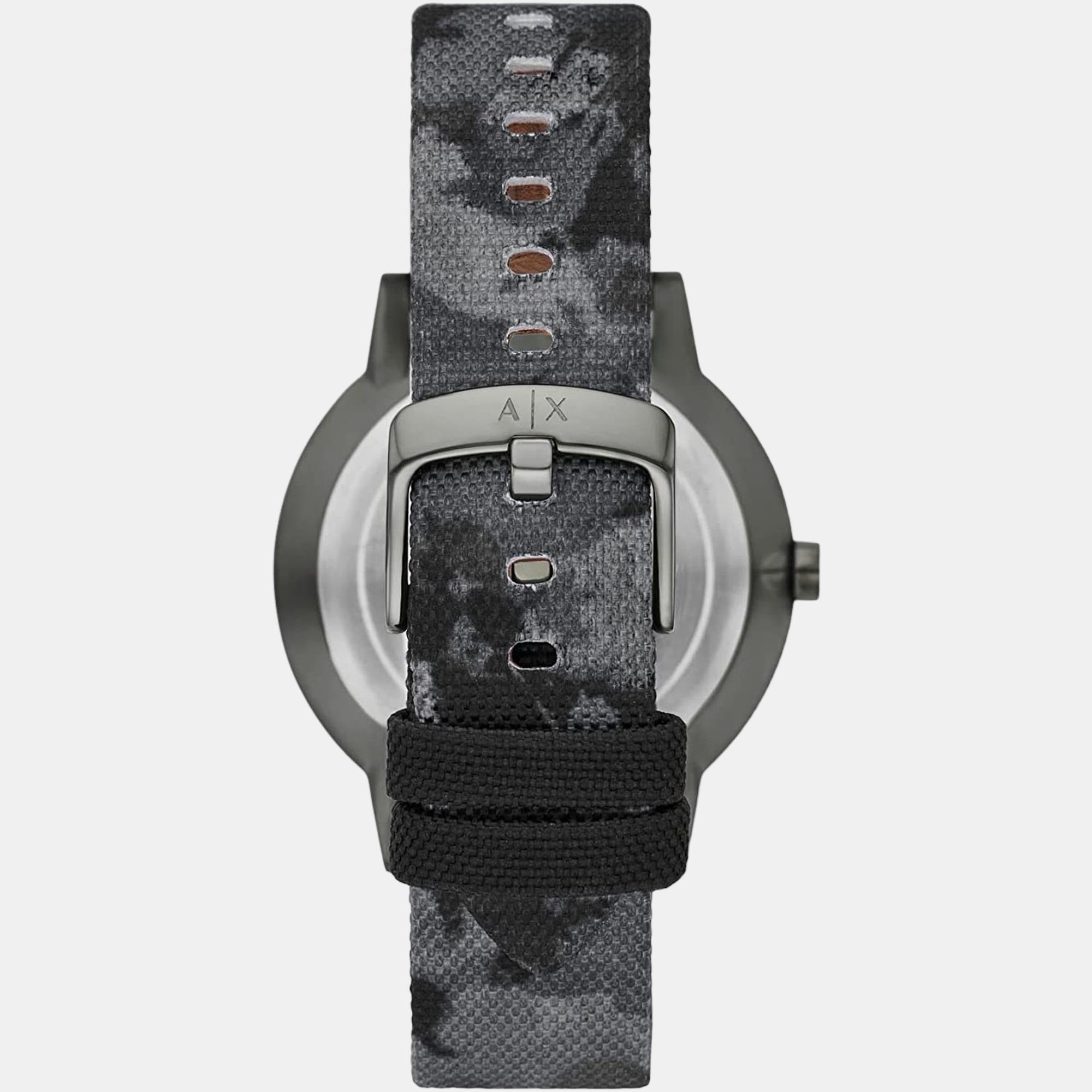 Men Quartz Black Dial Analog Stainless Steel Watch AX2752