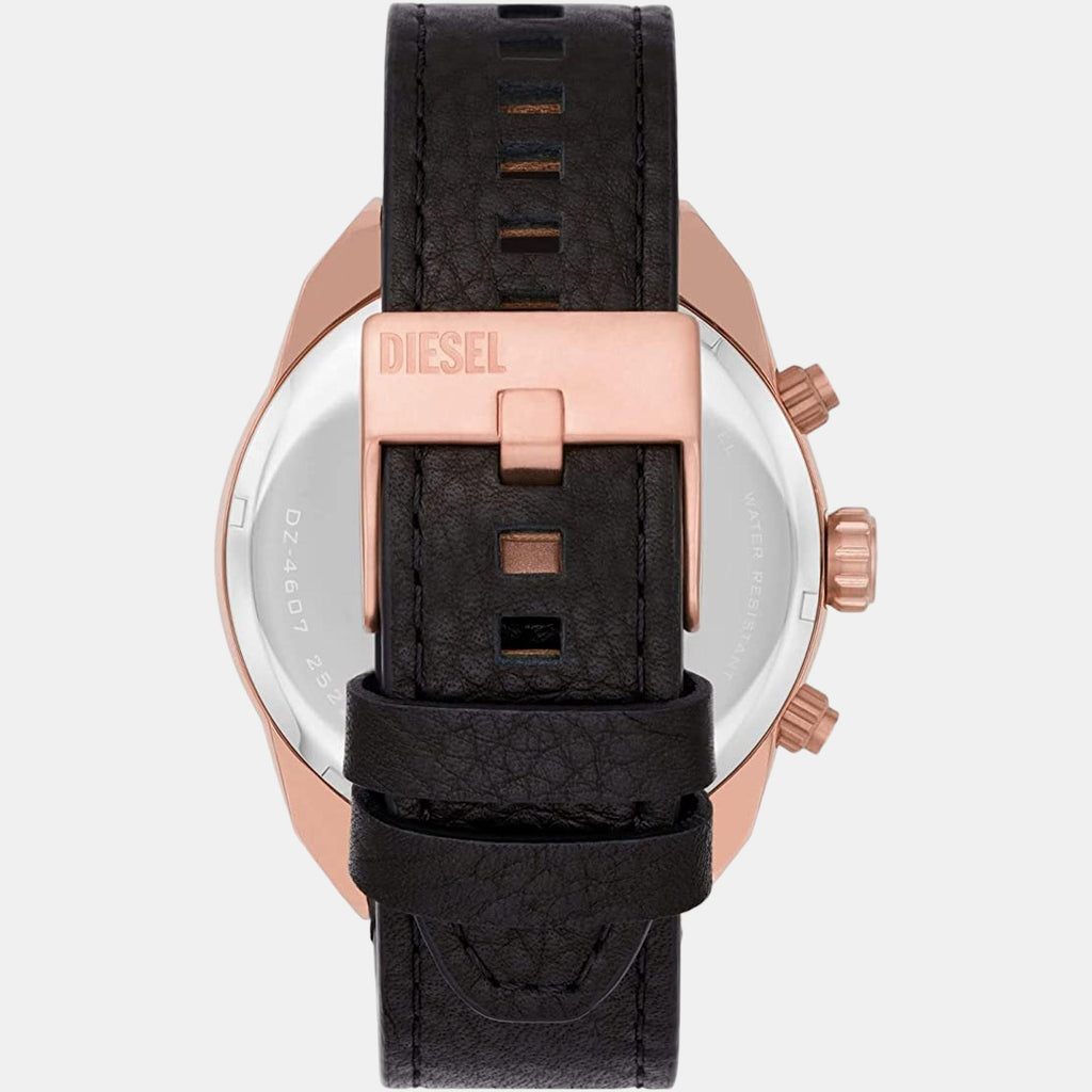 Spiked Men Quartz Black Dial Chronograph Leather Watch DZ4607