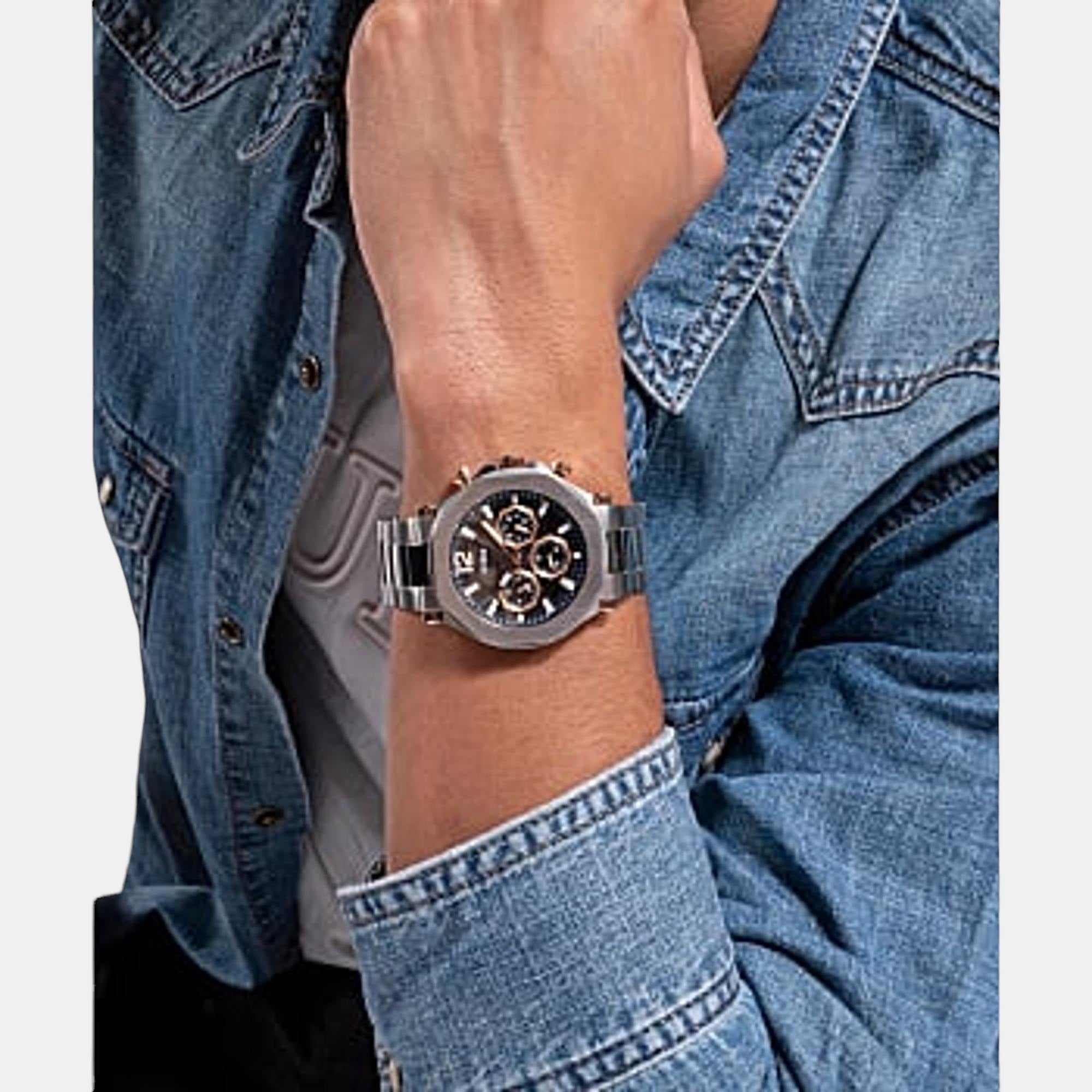 Edge Men Quartz Blue Dial Chronograph Stainless Steel Watch GW0539G1